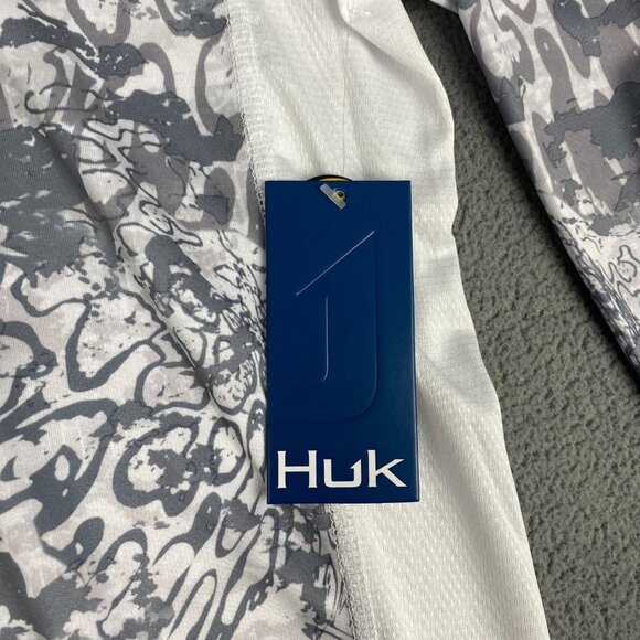 HUK Icon X Tide Change Fishing Performance Sun Shirt Whitesize Medium New - Picture 12 of 16